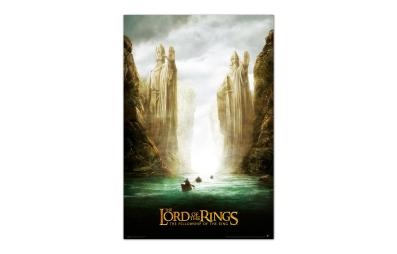Bild på musmatta Poster Sagan om ringen – Argonath i färgen Svart, Brun, Grön, Gul från The Lord of the Rings mot vit bakgrund.