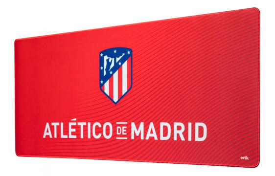 Bild på musmatta Atletico De Madrid i färgerna Blå, Röd och Vit mot vit bakgrund.