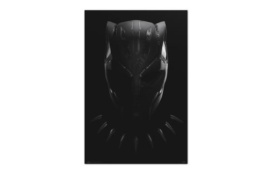Bild på musmatta Poster Black Panter Wakanda Forever i färgen Svart från Marvel mot vit bakgrund.