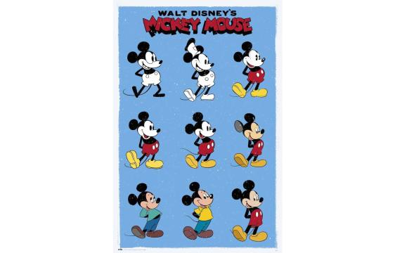 Bild på musmatta Poster Musse Pigg i färgen Blå, Röd, Vit, Svart från Disney mot vit bakgrund.